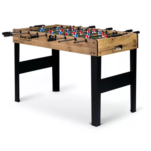 Csocsóasztal, Neo-Sport NS-805, zöld/fa, 115 x 60 x 78 cm, állítható lábak, 22 játékos, 3 labda, 8 krómozott rúd, csúszásgátló fogantyúk, kézi számláló
