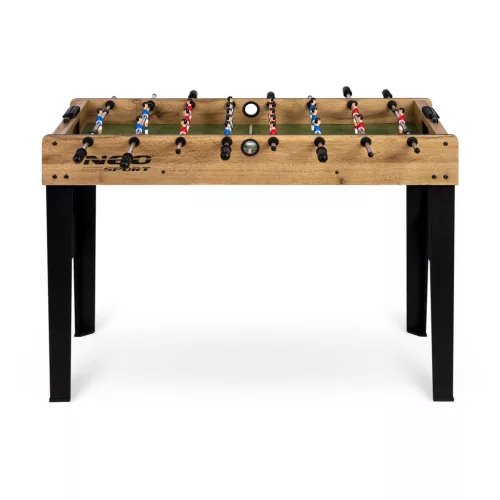 Csocsóasztal, Neo-Sport NS-805, zöld/fa, 115 x 60 x 78 cm, állítható lábak, 22 játékos, 3 labda, 8 krómozott rúd, csúszásgátló fogantyúk, kézi számláló