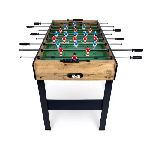 Csocsóasztal, Neo-Sport NS-805, zöld/fa, 115 x 60 x 78 cm, állítható lábak, 22 játékos, 3 labda, 8 krómozott rúd, csúszásgátló fogantyúk, kézi számláló