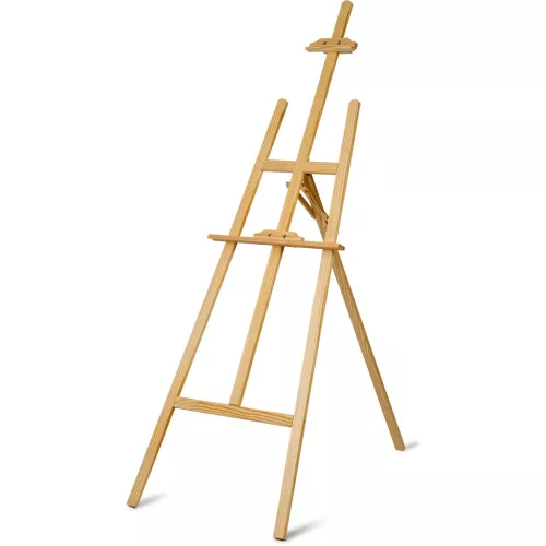 Festőállvány, Massido MS-989, 175 cm, natúr fa, állítható magasság és dőlésszög, háromlábú A-keret, összecsukható, hordozható