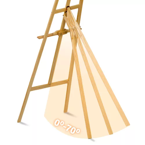 Festőállvány, Massido MS-989, 175 cm, natúr fa, állítható magasság és dőlésszög, háromlábú A-keret, összecsukható, hordozható