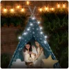 Gyereksátor, Nukido Tipi, fényfüzérrel, 120 x 120 x 165 cm, kék, 175 g/m2 pamut, 2 párna, varrott padló, hordtáska