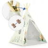 Gyereksátor, Nukido Tipi, Nyuszis minta, 114 × 114 × 165 cm, bézs, stabilizátorral, nyuszis párnával, fenyőfa rudak, könnyen összeszerelhető