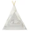 Gyereksátor, Nukido Tipi, Dinoszaurusz minta, 114 × 114 × 165 cm, stabilizátorral és vastag párnával, ablakos, poliészter huzat, fenyőfa rudak, könnyen összeszerelhető