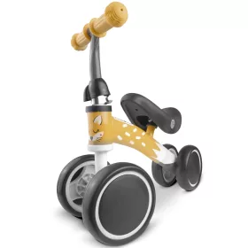   Négykerekű futóbicikli, Nukido NK-600, sárga, EVA habkerekek 14 cm, acél váz, ülésmagasság: 27 cm, puha ülés, gumírozott markolat
