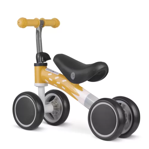 Négykerekű futóbicikli, Nukido NK-600, sárga, EVA habkerekek 14 cm, acél váz, ülésmagasság: 27 cm, puha ülés, gumírozott markolat
