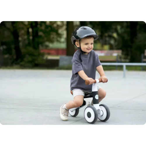 Háromkerekű futóbicikli, Nukido NK-603, fekete, EVA habkerekek 15 cm, állítható ülésmagasság 25-28 cm, kormányfordulás határoló, 12 hónapos kortól (TE760300)
