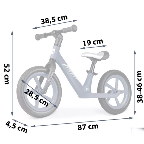 Kétkerekű futóbicikli, Nukido Light Flee, kék, EVA habkerekek 29 cm, tartós nylon váz, állítható ülésmagasság 35-41 cm, puha ülés, gumírozott markolat, szuperkönnyű (TE760421)