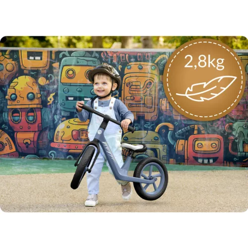 Kétkerekű futóbicikli, Nukido Light Flee, kék, EVA habkerekek 29 cm, tartós nylon váz, állítható ülésmagasság 35-41 cm, puha ülés, gumírozott markolat, szuperkönnyű (TE760421)