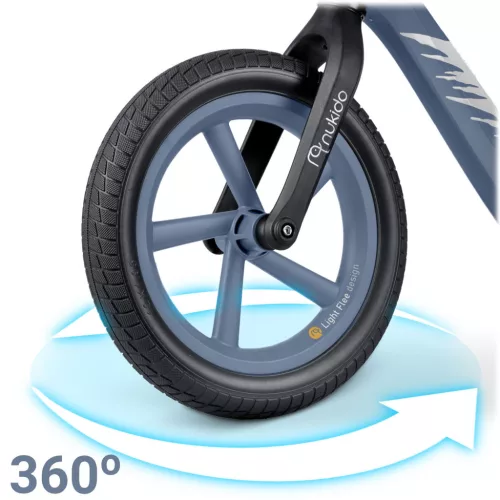 Kétkerekű futóbicikli, Nukido Light Flee, kék, EVA habkerekek 29 cm, tartós nylon váz, állítható ülésmagasság 35-41 cm, puha ülés, gumírozott markolat, szuperkönnyű (TE760421)