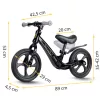 Kétkerekű futóbicikli, Ricokids Funnu, fekete, magnézium váz, EVA habkerekek 29 cm, állítható ülésmagasság 35-42 cm, gumírozott markolatok ütközőkkel, könnyű (TE760500)