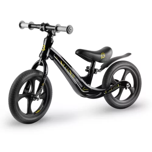 Kétkerekű futóbicikli, Ricokids Funnu, fekete, magnézium váz, EVA habkerekek 29 cm, állítható ülésmagasság 35-42 cm, gumírozott markolatok ütközőkkel, könnyű (TE760500)