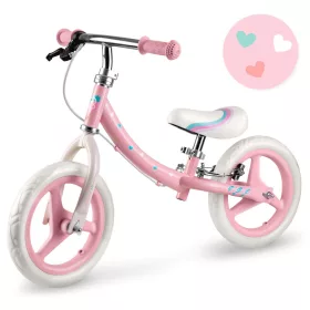   Kétkerekű futóbicikli, Ricokids Fun Adventure, rózsaszín, acél váz, EVA hab kerekek 29 cm, állítható ülésmagasság 32-42 cm, hátsó fék, ultrakönnyű (TE760801)