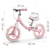 Kétkerekű futóbicikli, Ricokids Fun Adventure, rózsaszín, acél váz, EVA hab kerekek 29 cm, állítható ülésmagasság 32-42 cm, hátsó fék, ultrakönnyű (TE760801)