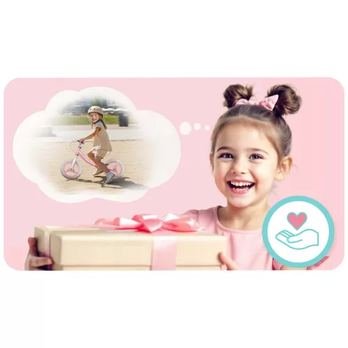 Kétkerekű futóbicikli, Ricokids Fun Adventure, rózsaszín, acél váz, EVA hab kerekek 29 cm, állítható ülésmagasság 32-42 cm, hátsó fék, ultrakönnyű (TE760801)