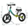 Kétkerekű futóbicikli, Ricokids Fun Adventure, zöld, acél váz, EVA hab kerekek 29 cm, állítható ülésmagasság 32-42 cm, hátsó fék, ultrakönnyű (TE760802)