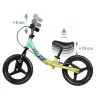 Kétkerekű futóbicikli, Ricokids Fun Adventure, zöld, acél váz, EVA hab kerekek 29 cm, állítható ülésmagasság 32-42 cm, hátsó fék, ultrakönnyű (TE760802)