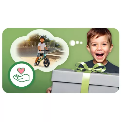 Kétkerekű futóbicikli, Ricokids Fun Adventure, zöld, acél váz, EVA hab kerekek 29 cm, állítható ülésmagasság 32-42 cm, hátsó fék, ultrakönnyű (TE760802)
