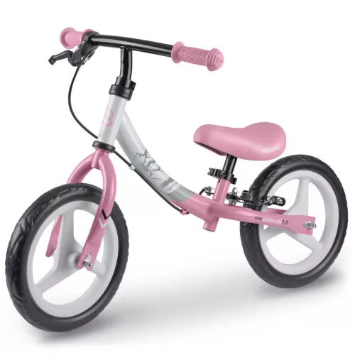 Kétkerekű futóbicikli, Ricokids Fun Adventure, pink, acél váz, EVA hab kerekek 29 cm, állítható ülésmagasság 32-42 cm, hátsó fék, ultrakönnyű (TE760803)
