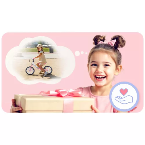 Kétkerekű futóbicikli, Ricokids Fun Adventure, pink, acél váz, EVA hab kerekek 29 cm, állítható ülésmagasság 32-42 cm, hátsó fék, ultrakönnyű (TE760803)