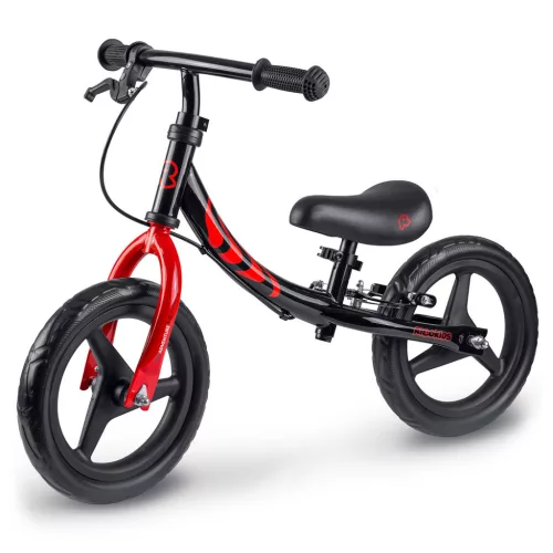 Kétkerekű futóbicikli, Ricokids Fun Adventure, fekete, acél váz, EVA hab kerekek 29 cm, állítható ülésmagasság 32-42 cm, hátsó fék, ultrakönnyű (TE760804)