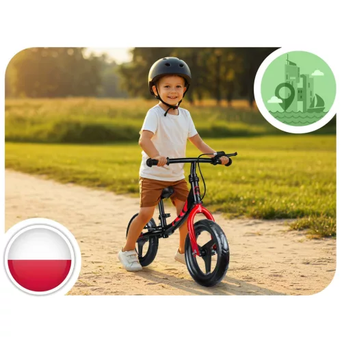 Kétkerekű futóbicikli, Ricokids Fun Adventure, fekete, acél váz, EVA hab kerekek 29 cm, állítható ülésmagasság 32-42 cm, hátsó fék, ultrakönnyű (TE760804)