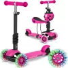 Háromkerekű roller, Ricokids Buggy, rózsaszín, 3 az 1-ben, LED világítás a kerekekben, állítható magasságú kormány és ülés, balanszos irányítás, EN 71, max. 30 kg