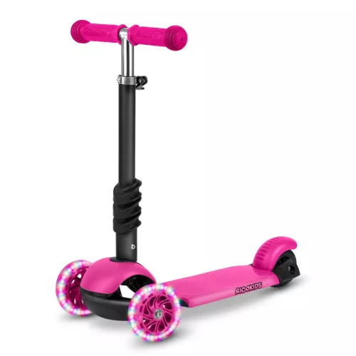 Háromkerekű roller, Ricokids Buggy, rózsaszín, 3 az 1-ben, LED világítás a kerekekben, állítható magasságú kormány és ülés, balanszos irányítás, EN 71, max. 30 kg