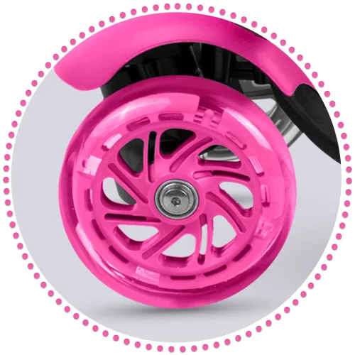 Háromkerekű roller, Ricokids Buggy, rózsaszín, 3 az 1-ben, LED világítás a kerekekben, állítható magasságú kormány és ülés, balanszos irányítás, EN 71, max. 30 kg