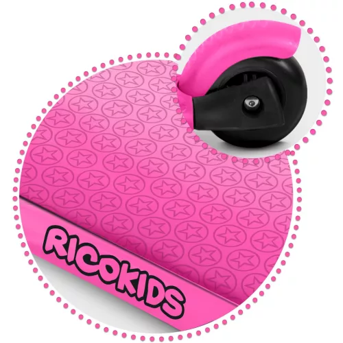 Háromkerekű roller, Ricokids Buggy, rózsaszín, 3 az 1-ben, LED világítás a kerekekben, állítható magasságú kormány és ülés, balanszos irányítás, EN 71, max. 30 kg