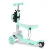 Háromkerekű roller, Ricokids Buggy, mentazöld, 3 az 1-ben, LED világítás a kerekekben, állítható magasságú kormány és ülés, balanszos irányítás, EN 71, max. 30 kg