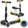 Háromkerekű roller, Ricokids Cubi, fekete, 3 az 1-ben, LED világítás a kerekben, állítható magasságú kormány és ülés, balanszos irányítás, csúszásgátló fellépő, EN 71, max. 30 kg