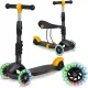 Háromkerekű roller, Ricokids Cubi, fekete, 3 az 1-ben, LED világítás a kerekben, állítható magasságú kormány és ülés, balanszos irányítás, csúszásgátló fellépő, EN 71, max. 30 kg