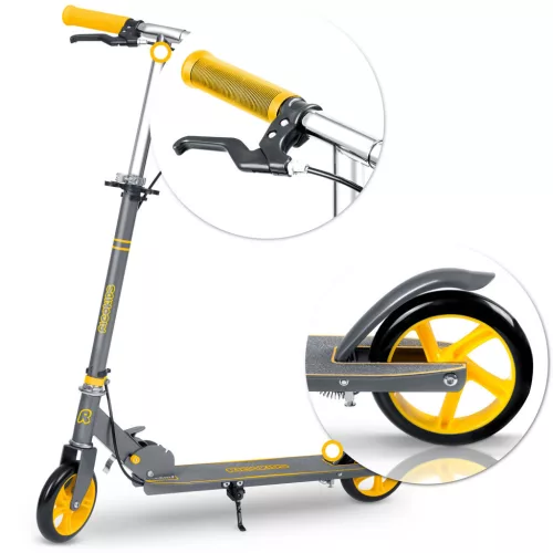 Gyerek roller, Ricokids Kodi, narancssárga, 14,5 cm PU kerekek, összecsukható, állítható kormány, kézifék és lábfék, ABEC-7 csapágy, 3–8 éveseknek, max. 50 kg