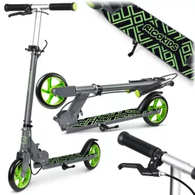   Gyerek roller, Ricokids Kodi, zöld, 14,5 cm PU kerekek, összecsukható, állítható kormány, kézifék és lábfék, ABEC-7 csapágy, 3–8 éveseknek, max. 50 kg
