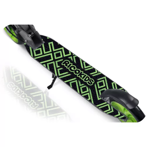 Gyerek roller, Ricokids Kodi, zöld, 14,5 cm PU kerekek, összecsukható, állítható kormány, kézifék és lábfék, ABEC-7 csapágy, 3–8 éveseknek, max. 50 kg