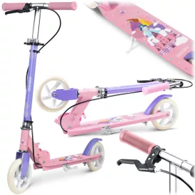   Gyerek roller, Ricokids Kodi, lila, 14,5 cm PU kerekek, összecsukható, állítható kormány, kézifék és lábfék, ABEC-7 csapágy, 3–8 éveseknek, max. 50 kg