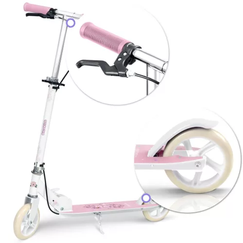 Gyerek roller, Ricokids Kodi, rózsaszín, 14,5 cm PU kerekek, összecsukható, állítható kormány, kézifék és lábfék, ABEC-7 csapágy, 3–8 éveseknek, max. 50 kg