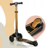 Háromkerekű roller, Nukido Flippo, arany, LED világítás a kerekekben, balanszos irányítás, levehető és állítható ülés, alumínium kormány, max. 50 kg