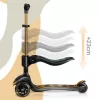 Háromkerekű roller, Nukido Flippo, arany, LED világítás a kerekekben, balanszos irányítás, levehető és állítható ülés, alumínium kormány, max. 50 kg