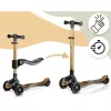 Háromkerekű roller, Nukido Flippo, arany, LED világítás a kerekekben, balanszos irányítás, levehető és állítható ülés, alumínium kormány, max. 50 kg