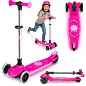   Háromkerekű roller, Ricokids Jelly, rózsaszín, LED világítás a kerekekben és a fellépőben, balanszos irányítás, állítható alumínium kormány, max. 50 kg
