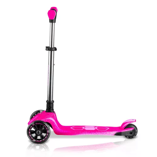 Háromkerekű roller, Ricokids Jelly, rózsaszín, LED világítás a kerekekben és a fellépőben, balanszos irányítás, állítható alumínium kormány, max. 50 kg