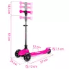 Háromkerekű roller, Ricokids Jelly, rózsaszín, LED világítás a kerekekben és a fellépőben, balanszos irányítás, állítható alumínium kormány, max. 50 kg