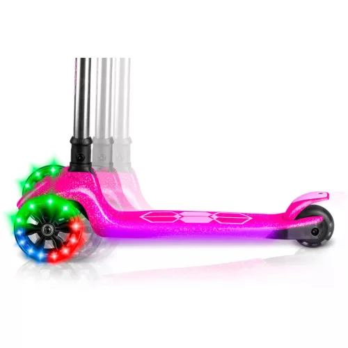 Háromkerekű roller, Ricokids Jelly, rózsaszín, LED világítás a kerekekben és a fellépőben, balanszos irányítás, állítható alumínium kormány, max. 50 kg
