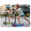 Háromkerekű roller, Ricokids Leddi, fekete/rózsaszín, LED világítás a fellépőben, balanszos irányítás, állítható fém kormány, max. 35 kg