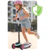 Háromkerekű roller, Ricokids Leddi, fekete/rózsaszín, LED világítás a fellépőben, balanszos irányítás, állítható fém kormány, max. 35 kg