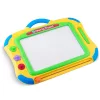 Mágneses rajztábla, Ricokids, 35 × 30 cm, sárga, törölhető rajzfelület, mágneses tollal, 3 db formával, beépített törlőcsúszka, gyerekeknek