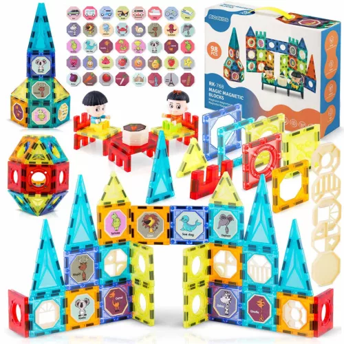 Mágneses építőjáték készlet,, Ricokids RK-768, oktató, készségfejlesztő, mágneses elemek, toronyépítéshez