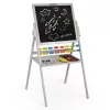 Mágneses rajztábla, Ricokids, szürke, 101 x 54 x 55 cm, kétoldalas (mágneses és krétás tábla), forgatható, fa, számolókerettel, kiegészítőkkel